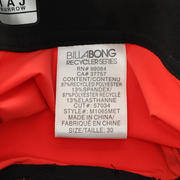 Billabong PRO 19" TAJ Burrow Board Shorts Men 30 Black/Red - Picture 7 of 13
